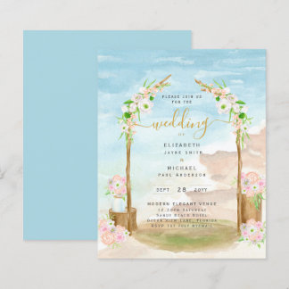BUDGET Beach Coastal Wedding Invitation