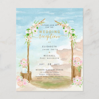 BUDGET Beach Coastal Wedding Reception Invite Flyer