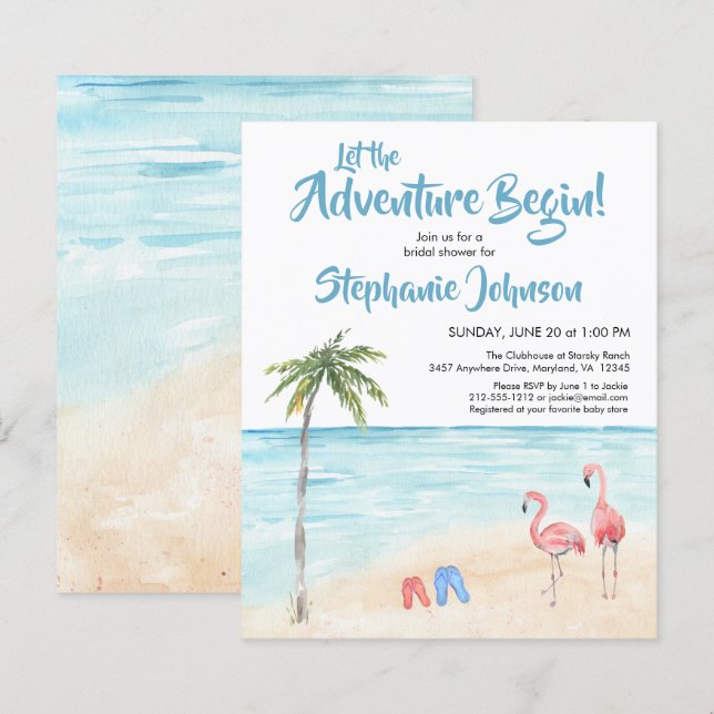 Budget Beach Ocean Adventure Bridal Shower Invite (Front/Back)