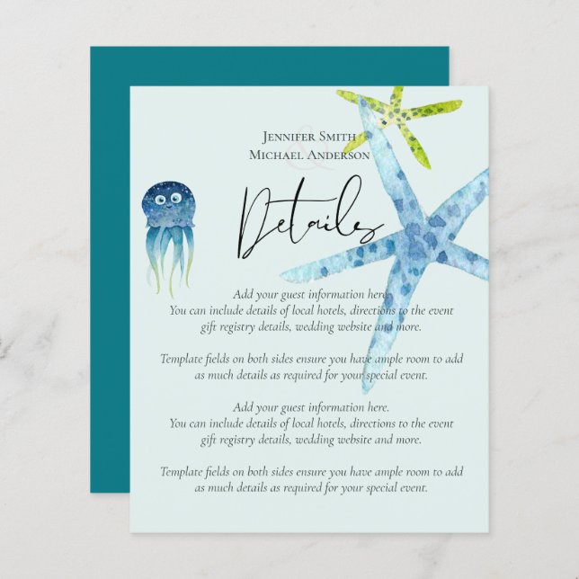 BUDGET Beach Ocean Life Wedding Enclosure Details (Front/Back)