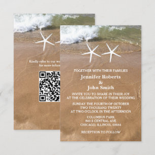 Budget Beach Starfish QR Code Ocean Wedding Invitation