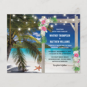 Budget Beach Tropical Wedding Invitation