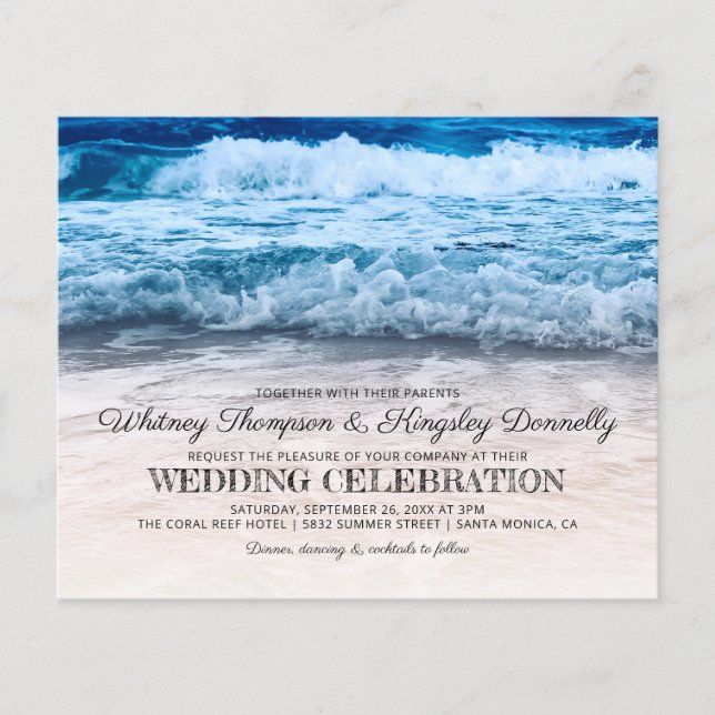 Budget Beachfront Destination Wedding Invitation (Front)