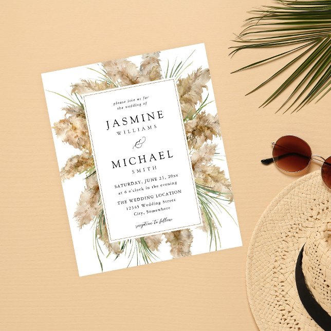 Budget Beachy Pampas Grass Boho Wedding 2 Flyer (Creator Uploaded)
