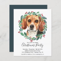 Budget Beagle Dog Christmas Party Invitation