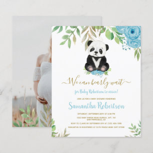Budget Bear Blue Baby Shower Photo Invitation