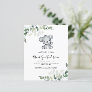 BUDGET Bear Eucalyptus Baby Shower Invitation
