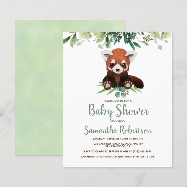 Budget Bear Neutral Baby Shower Invitation (Front/Back)