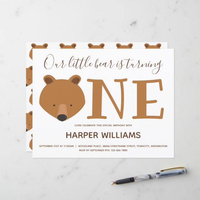 Budget Bear One Baby 1st Birthday (Front/Back In Situ)