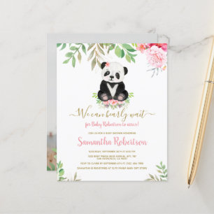Budget Bear Pink Girl Photo Baby Shower Invitation