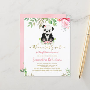 Budget Bear Pink Rose Girl Baby  Shower Invitation