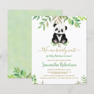 Budget Bear Watercolor Leaf Baby Shower Invitation