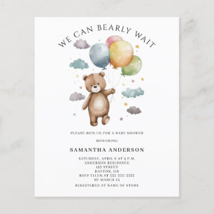 Budget Bearly Wait Baby Shower Invitation Flyer