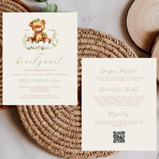 Budget Bearly Wait Green Bear QR Code Baby Shower (Creator Uploaded)