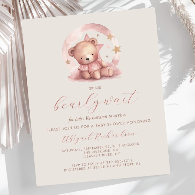 Budget Bearly Wait Pink Girl Bear Baby Shower (Creator Uploaded)