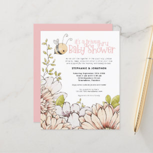 Budget Bee Drive Thru Baby PInk Shower Invite