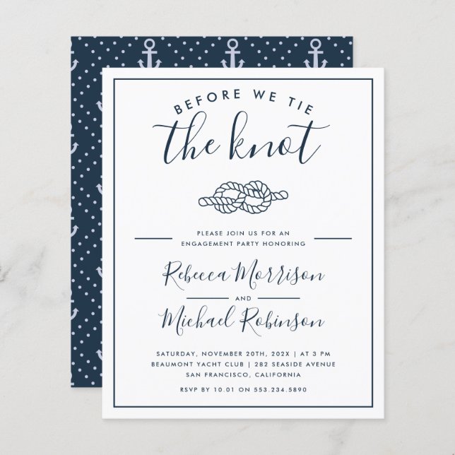 Budget Before We Tie The Knot Nautical Engagement (Front/Back)