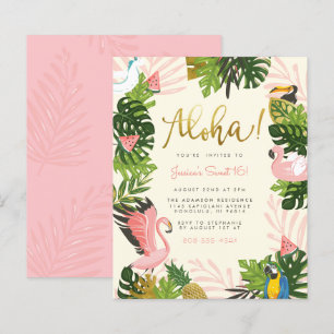 Budget Beige Aloha Hawaii Tropical Gold Birthday