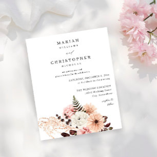 Budget Beige & Blush Pink Rustic Floral Wedding Flyer