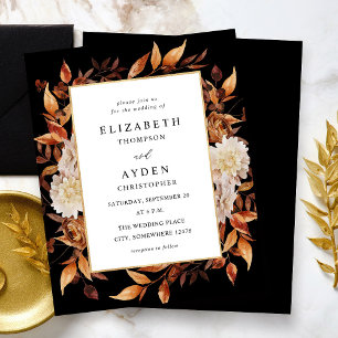 Budget Beige Fall Floral 2 Wedding - Black