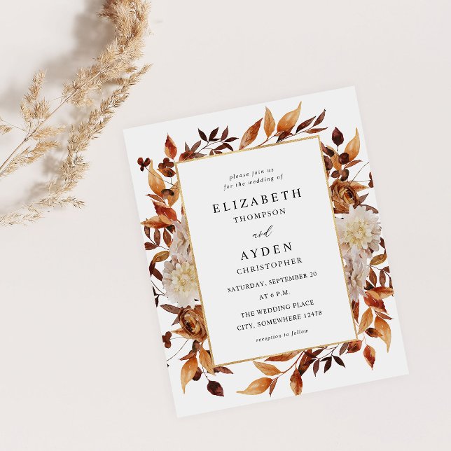 Budget Beige Fall Floral 2 Wedding Flyer (Creator Uploaded)