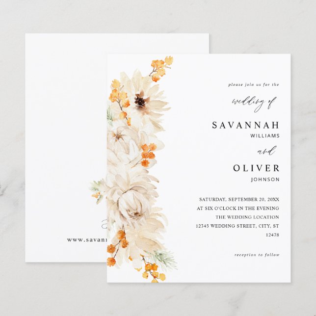 Budget Beige & Orange Floral Wedding (Front/Back)
