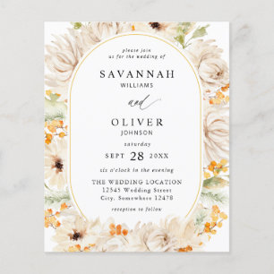 Budget Beige & Orange Floral Wedding 2 Flyer