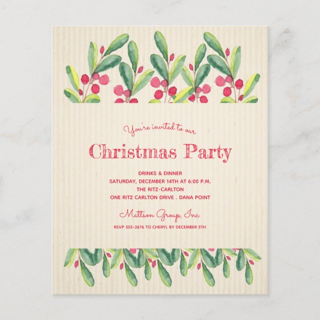 Budget Berries and Branches Christmas Invites (Front)