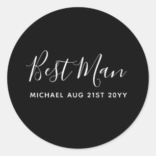 BUDGET Bestman Groomsman GIFTS Classic Black Classic Round Sticker