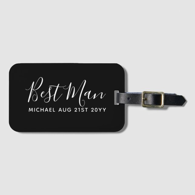 BUDGET Bestman Groomsman GIFTS Classic Black Luggage Tag (Front Horizontal)