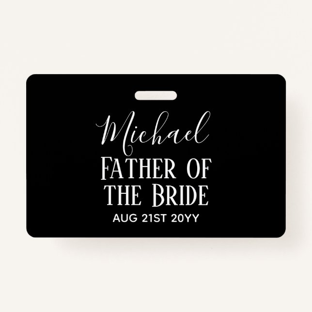 BUDGET Bestman Groomsmen Gifts Black White ID Badge (Front)