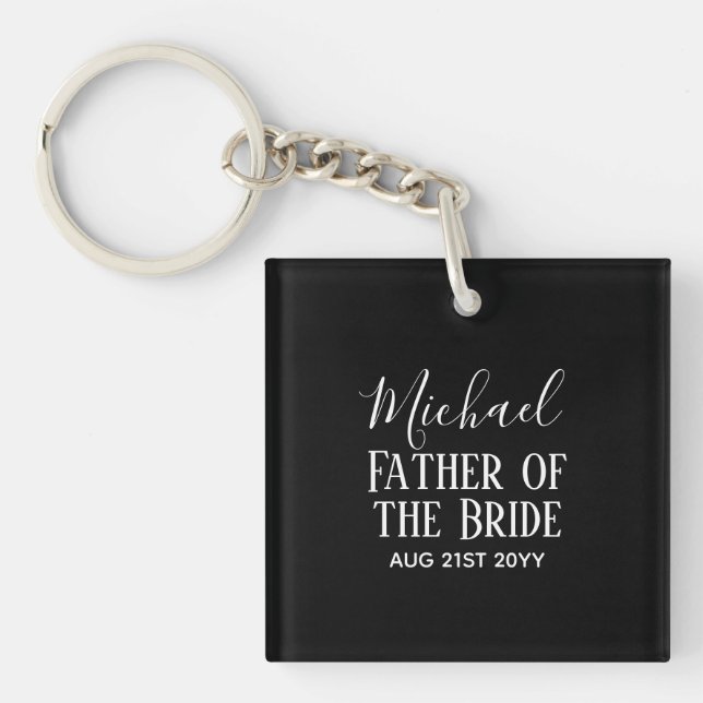BUDGET Bestman Groomsmen Gifts Black White Key Ring (Front)