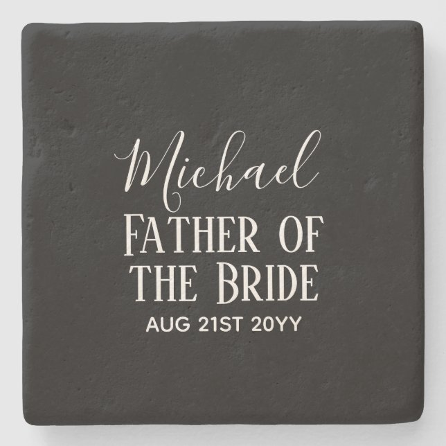 BUDGET Bestman Groomsmen Gifts Black White Stone Coaster (Front)