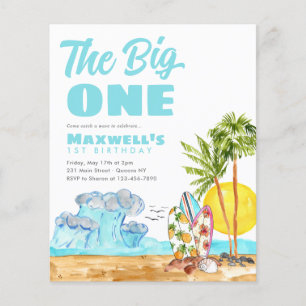 Budget Big One Tropical Beach 1st Surfing Birthday