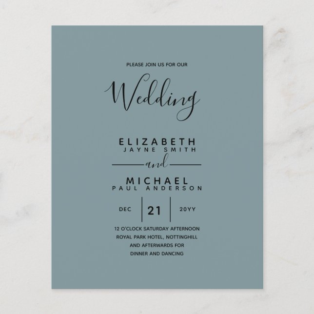 Budget Bilingual Spanish BODA English Wedding Flyer (Front)
