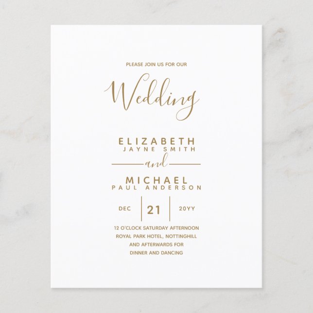 Budget Bilingual Spanish BODA English Wedding Flyer (Front)