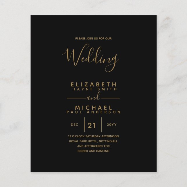 BUDGET Bilingual Spanish Boda English Wedding Flyer (Front)
