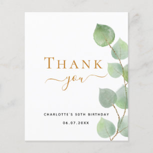 Budget birthday 50 eucalyptus thank you card