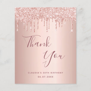 BUDGET birthday 50 rose gold glitter thank you