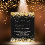 Budget Birthday black gold glitter invitation<br><div class="desc">A modern,  stylish and glamourous invitation for a 21st (or any age) birthday party.  A black background decorated with faux gold glitter dust. The name is written with a modern hand lettered style script.  Personalise and add your party details.</div>