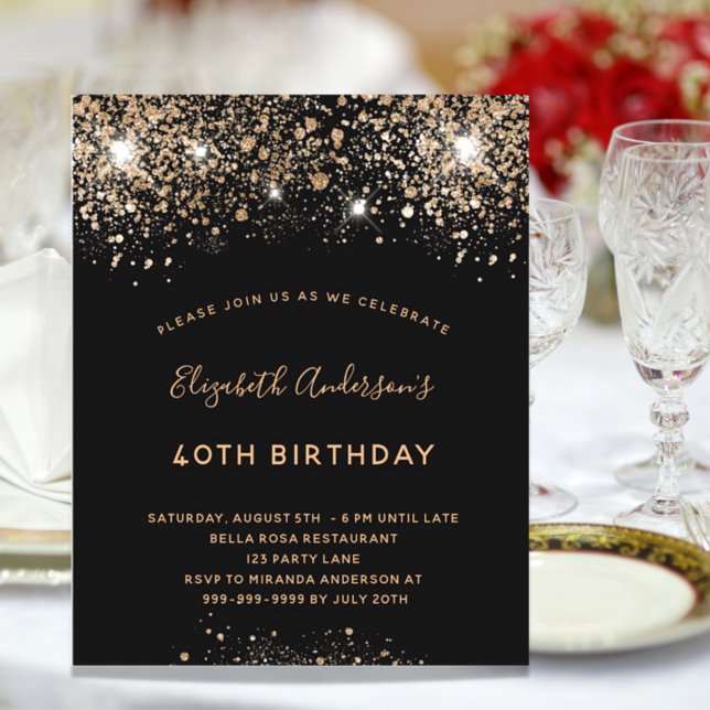 Budget Birthday black gold glitter sparkle chic (Creator Uploaded)