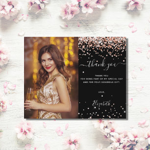 Budget birthday black rose gold photo thank you