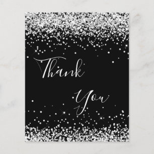 BUDGET Birthday black silver glitter thank you