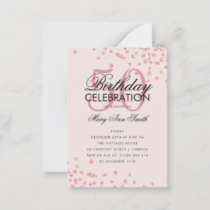 Budget Birthday Blush Confetti Rose Gold Invite