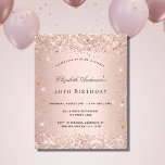 Budget birthday blush rose gold glitter invitation<br><div class="desc">For an elegant 40th (or any age) birthday party. A rose gold faux metallic looking background. Decorated with rose gold faux glitter.  Personalize and add a name and party details. The name is written with a hand lettered style script</div>