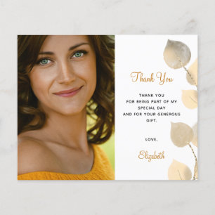 Budget birthday eucalyptus golden thank you card