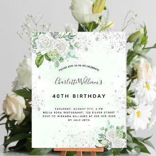 Budget birthday floral silver glitter greenery