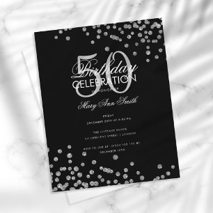 Budget Birthday Glitter Confetti Silver Black