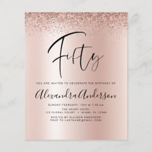 Budget Birthday Glitter Rose Gold Flyer