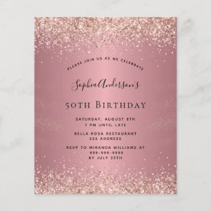 Budget birthday glitter rose gold metal 